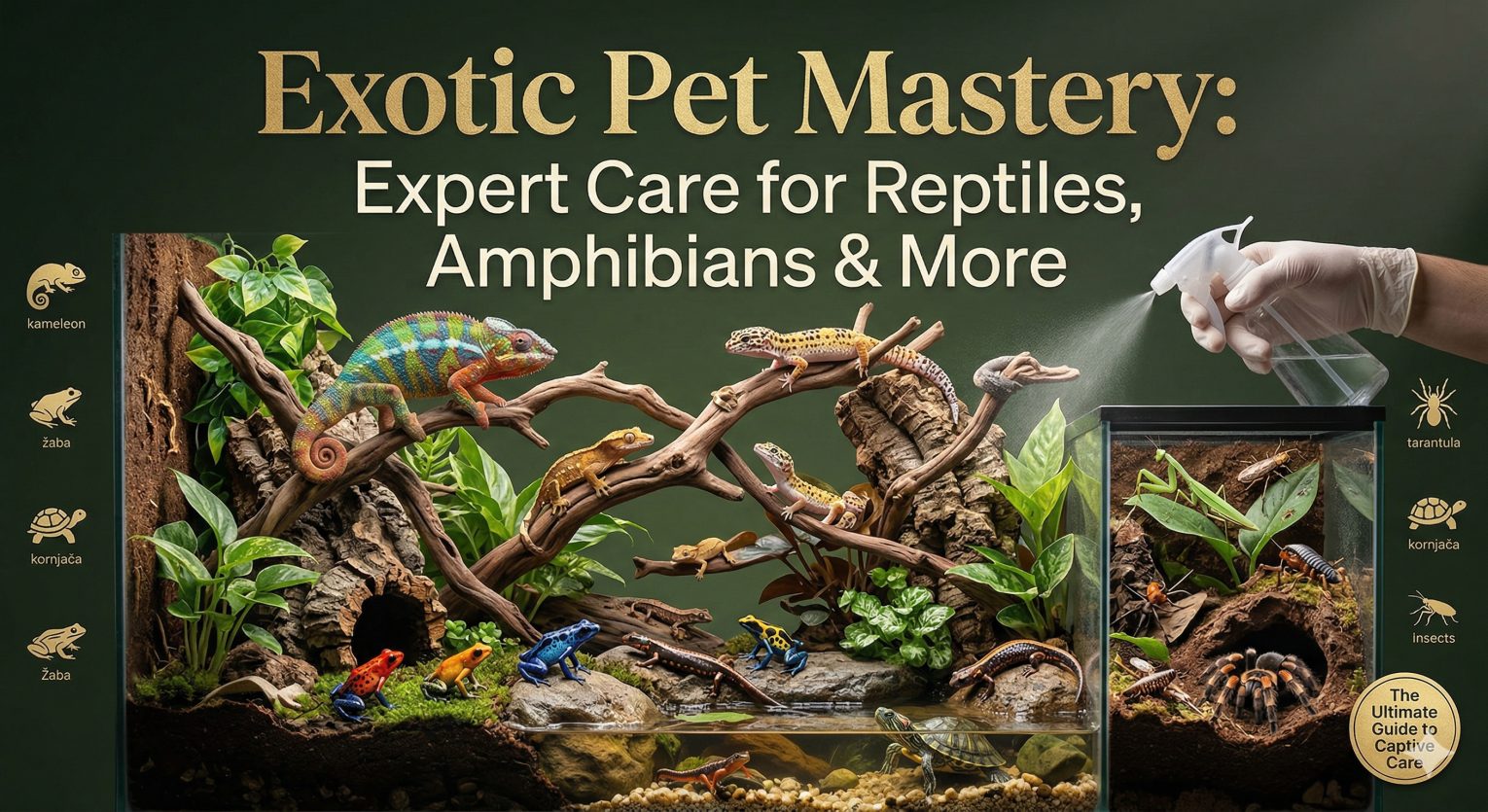 Lush bioactive vivarium with exotic reptiles and tropical plants — expert exotic pet care guides at LovingPetsGuide